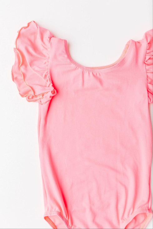 neon-pink-s-s-flutter-sleeve-leotard Mila & Rose at Sophia's Style--12-24M--2